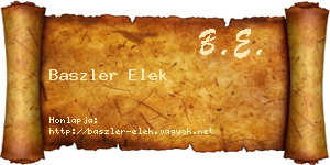 Baszler Elek névjegykártya